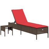 vidaXL Ležalnik z mizico in blazino rjav poli ratan, (5000296564) | Shoptok.si