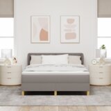  Krevet s box springom i madracem u taupe - 160x200 cm tkanina | shoptok.hr