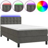 Maison Chic Box spring postelja - Vzmetna postelja z vzmetnico LED temno siva 100x200 cm žamet SL16305, (21906035) Cene