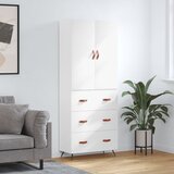 vidaXL Visoka omara bela 69,5x34x180 cm inženirski les | Shoptok.si