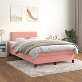 vidaXL Box spring postelja z vzmetnico roza 120x200 cm žamet Cene
