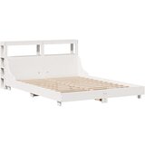 vidaXL Posteljni okvir z vzglavjem bel 140x200 cm trdna borovina, (21304000) | Shoptok.si