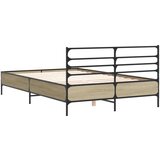  Posteljni okvir sonoma hrast 135x190 cm inž. les in kovina | Shoptok.si