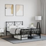 Maison Chic Kovinski Posteljni okvir - Dvoposteljna postelja - Zakonska postelja z vzglavjem in vznožjem črn 120x190 cm, (21697056) | Shoptok.si