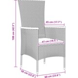 vidaXL 9 delni vrtni jedilni set z blazinami sivi poli ratan | Shoptok.si