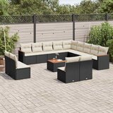  14-dijelni set vrtnih sofa s jastucima poliratan crni | shoptok.hr