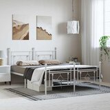  Metalni okvir kreveta uzglavlje i podnožje bijeli 193x203 cm | Eponuda.com