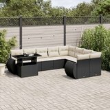  10-dijelni set vrtnih sofa s jastucima crni od poliratana | shoptok.hr