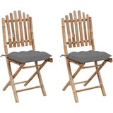 Maison Chic Zložljivi Vrtni Stoli - Stol za vrti 2 kosa z blazinami bambus JS2711, (21876439) | Shoptok.si
