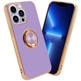 Cadorabo Ohišje, združljiv z Apple v sijajnem svetlobnem vijoličnem - Zlato z obročem - Zaščitni pokrov iz fleksibilnega silikona TPU, z zaščito pred kamero in držalom magnetnega avtomobila, (20617610) | Shoptok.si