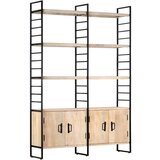 Police Knjižna omara 4-nadstropna 124x30x180 cm trden mangov les | Shoptok.si