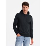 Ombre Men's BASIC cotton kangaroo hooded sweatshirt - black Cijene