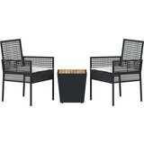  3-delni vrtni bistro komplet s blazinami črn poli ratan, (22015495) | Shoptok.si