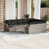 vidaXL 11-dijelni set vrtnih sofa poliratan s jastucima svijetlosivi Cijene