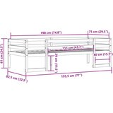  okvir za dječji krevet 75 x 190 cm od masivne borovine | shoptok.hr