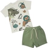 HAJDI BABY Komplet za bebe, Majica i šorts, Maslinasto-beli Cene
