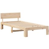 vidaXL Konstrukcija postelje Rjava 90 x 200 cm Trden borov les, (5000064011) | Shoptok.si