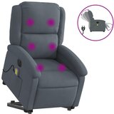  The Living Store Električni masažni naslanjač s funkcijo vstajanja tm. siv žamet - Električni Masažni Naslanjač S Funkcijo Vstajanja, (21493628) | Shoptok.si
