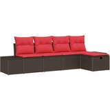  Vrtna sedežna garnitura z blazino 5 pcs Rjava poli ratan, (5000146129) | Shoptok.si