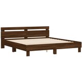 vidaXL Posteljni okvir z vzglavjem rjavi hrast 180x200 cm inž. les, (20978792) Cene