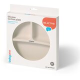 BabyOno silikonski okrugli tanjur s odjeljcima i vakuumom 6 m+, bež | shoptok.hr