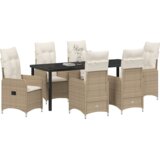 vidaXL Set od 7 vrtnih stolica s jastučićima bež poly ratan | shoptok.hr