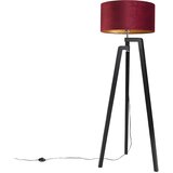 QAZQA Stojalo za talno svetilko črno z rdečim odtenkom in zlatom 50 cm - Puros | Shoptok.si