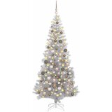 vidaXL Umetna božična drevesa med 300 LED srebrna 180 cm PET Cene