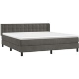  Box spring postelja z vzmetnico temno siva 160x200 cm žamet, (20790224) | Shoptok.si