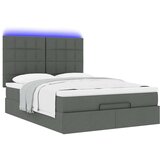 vidaXL Otomanski posteljni okvir z vzmetnico siv 140x190 cm blago | Shoptok.si