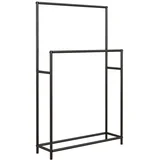 Stojalo za brisače s 2 palicama, prostostoječe, kovinsko, črno, 66 x 20 x 110 cm, (5000493186)