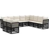 vidaXL Vrtna sedežna garnitura 10 pcs Črna poli ratan, (5000271656) | Shoptok.si