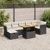 vidaXL 8-dijelni set vrtnih sofa od poliratana s jastucima crni bagrem Cijene