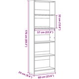  Biblioteka bijela 60x24x176 cm Inženirsko drvo | shoptok.hr