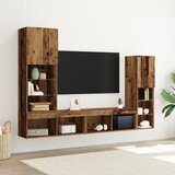 vidaXL TV omara z LED lučmi Stari les 40,5x30x102 cm, TV omare z LED lučmi 2 kosi Stari les 80x30x30 cm | Shoptok.si