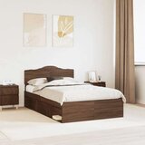  Konstrukcija postelje z vzglavjem Rjav hrast 120 x 200 cm, (5000102333) | Shoptok.si