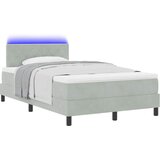  LED Box Spring Krevet Svijetlo siva 120 x 190 cm Baršun | shoptok.hr
