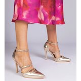 Gemre Golden stiletto pumps fastened around the ankle Levita | ePonuda.com
