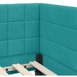  Kutni okvir kreveta s uzglavljem Tirkizna 90 x 200 cm Baršun | shoptok.hr