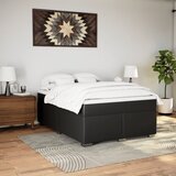  s oprugama i madracem crni 140 x 190 cm od umjetne kože | shoptok.hr
