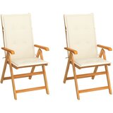 Maison Chic Vrtni stoli - Stol za vrt 2 kosa s krem blazinami trdna tikovina JS1258, (21878022) | Shoptok.si