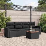  5-dijelna vrtna garnitura od poliratana s jastucima crna 66 x 62 x 69 cm | Shoptok.si