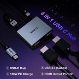 KOZYC 4v1 USB-C razdelilec, 2x HDMI 4K 30Hz | Shoptok.si