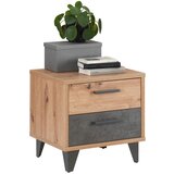 CARRYHOME nočna omarica, temno siva, hrast artisan | Shoptok.si