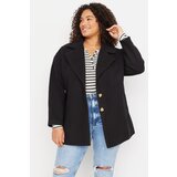 Trendyol Curve Plus Size Coat - Black - Double-breasted Cene