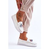 EVENTO Women's Openwork Leather Loafers White Lanzarot | Shoptok.si
