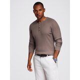 Ombre Men's ribbed sweater with buttons at the neckline - ash Cene