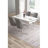 Hanah home trpezarijski set Tia, sto i 4 stolice, bela ploča, hromirane noge, siva tkanina Babyface | Eponuda.com
