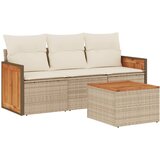 Maison Chic Seti vrtnega pohištva - Vrtna garnitura - Vrtni pohištvo set 4-delna z blazinami bež poli ratan, (21809908) | Shoptok.si