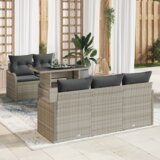  Vrtna garnitura - 6-dijelni set vrtnih sofa s jastučićima svijetlosive boje poli ratan | shoptok.hr